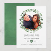 Woodland Forest groen uitgesteld bruiloft Save The Date (Voorkant / Achterkant)