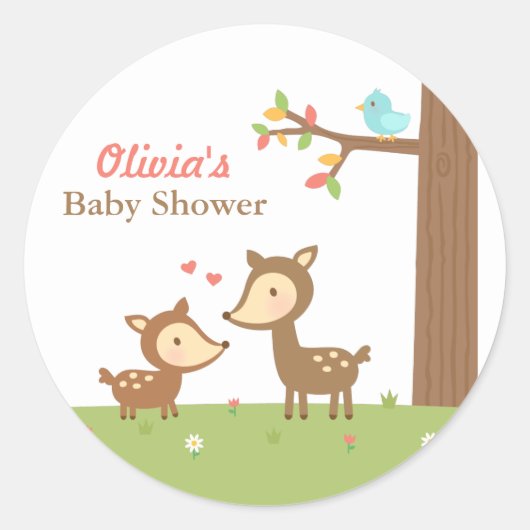 Woodland Forest Herten Baby shower Party Labels (Voorkant)