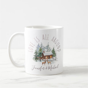 Woodland Forest Love Deer Couple met Names Koffiemok