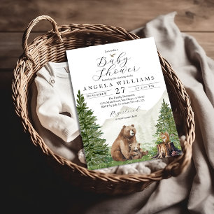 Woodland Forest Mountai Beer Baby shower Kaart