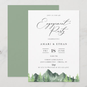 Woodland Forest Mountain Engagement Party Kaart