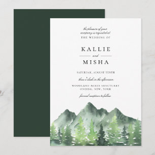Woodland Forest Mountains Wedding Kaart