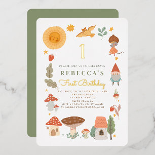 Woodland Forest Mushroom Baby shower Folie Invitat Folie Uitnodiging