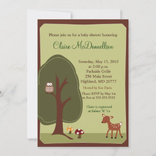 Woodland Forest Natuur 5x7 Baby shower Invitation Kaart