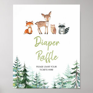 Woodland Forest Oh Boy Baby shower Luier Raffle Poster