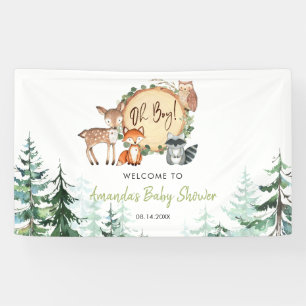 Woodland Forest Oh Boy Baby shower Welkom Groot Spandoek