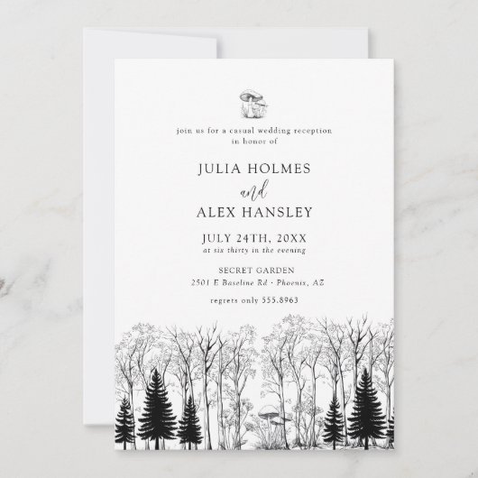 Woodland Forest Pine Tree | Rustic Casual Wedding Kaart (Voorkant)