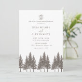 Woodland Forest Pine Tree | Rustic Casual Wedding Kaart (Staand voorkant)