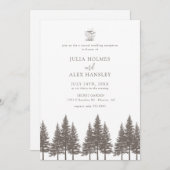 Woodland Forest Pine Tree | Rustic Casual Wedding Kaart (Voorkant / Achterkant)