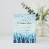 Woodland, Forest, Pine Trees Blue Rehearsal Dinner Kaart (Staand voorkant)