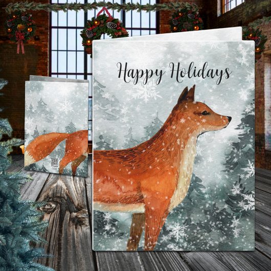 Woodland Forest Red Fox Happy Holiday Kaart