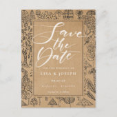 Woodland Forest Rustic Kraft Script Bewaar de datu Briefkaart (Voorkant)