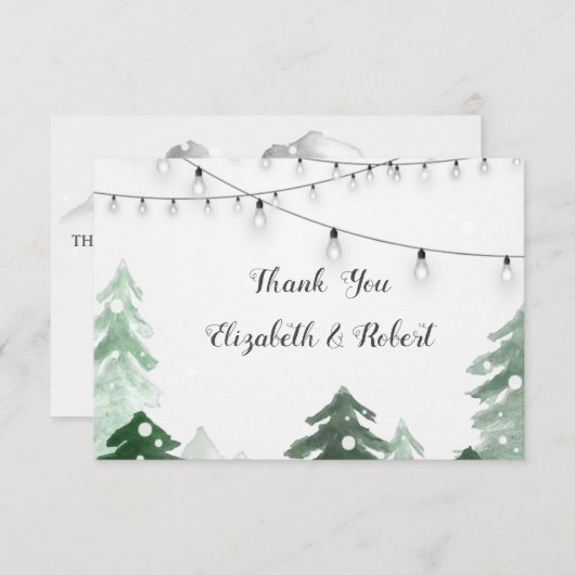Woodland, Forest String Lights, Hartelijk dank Bedankkaart (Voorkant / Achterkant)