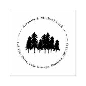 Woodland Forest Trees Wedding Retouradres Rubberstempel (Afrduk)