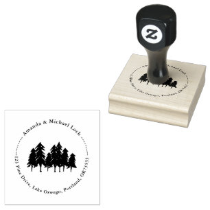 Woodland Forest Trees Wedding Retouradres Rubberstempel