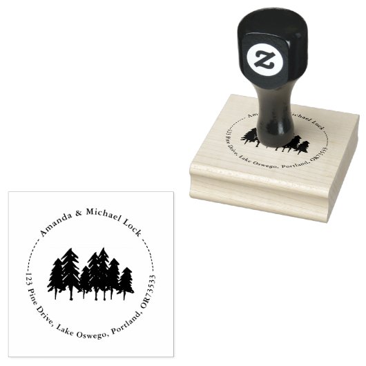 Woodland Forest Trees Wedding Retouradres Rubberstempel (Gestempeld)