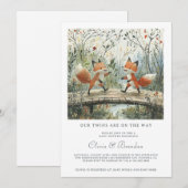 Woodland Forest Twins Baby shower Kaart (Voorkant / Achterkant)