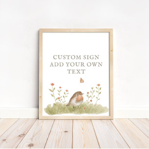 Woodland Forest Vogel Baby shower Aangepaste tekst Poster
