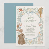 Woodland Forest Waterverf Animals Boy Baby shower Kaart (Voorkant / Achterkant)