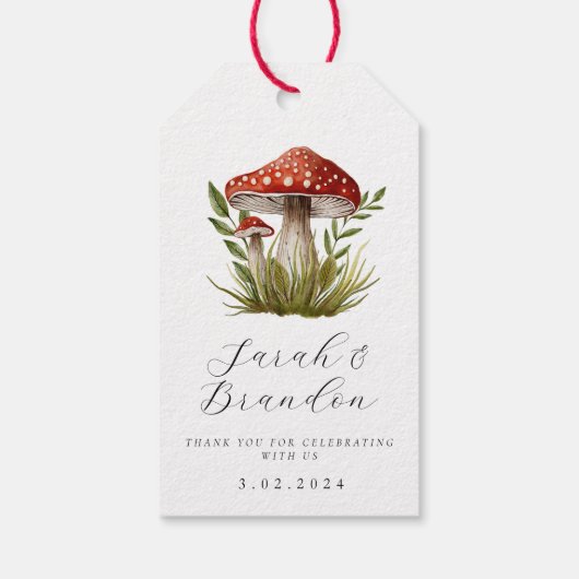 Woodland forest Waterverf Mushroom Dank u Cadeaulabel (Achterkant)