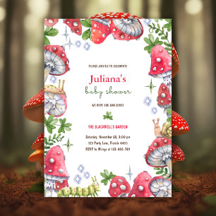 Woodland Forest Waterverf Paddenstoel Baby shower Kaart