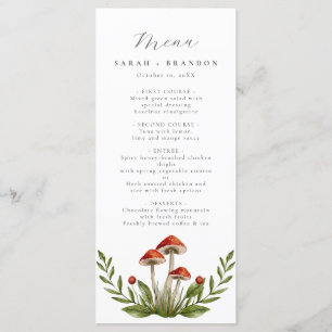 Woodland forest Waterverf Paddenstoel bruiloft Menu