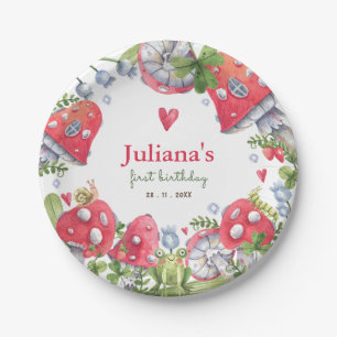 Woodland Forest Waterverf Paddenstoel Kids Verjaar Papieren Bordje