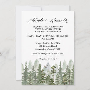 Woodland Forest Wedding Green Kaart