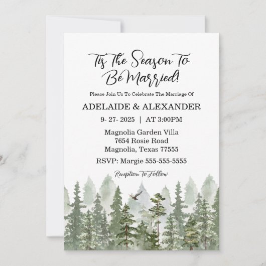 Woodland Forest Wedding Green Kaart (Voorkant)