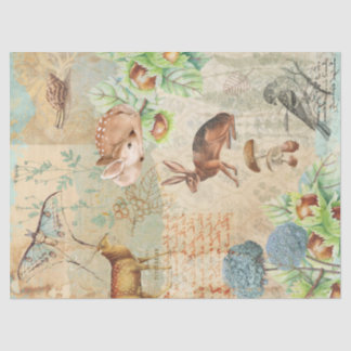 Woodland Forest Wildlife Rabbit Deer Decoupage Tissuepapier