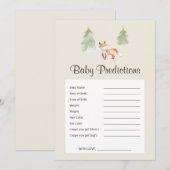 Woodland Fox Baby shower Baby Predication Game (Voorkant / Achterkant)