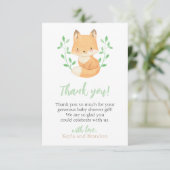 Woodland Fox Baby shower Bedankkaart (Staand voorkant)