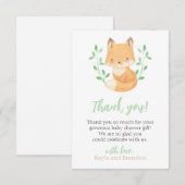 Woodland Fox Baby shower Bedankkaart (Voorkant / Achterkant)