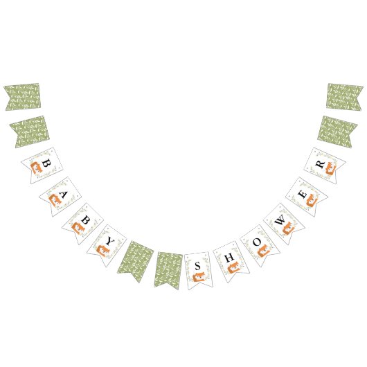 Woodland Fox Baby shower Bunting Flags Vlaggetjes (Alle)