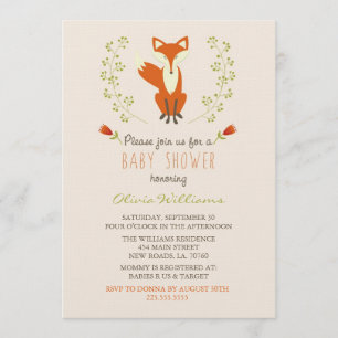 Woodland Fox Baby Shower Invitaties Kaart