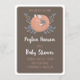 Woodland Fox Baby shower Invitation (dubbelzijdig) Kaart