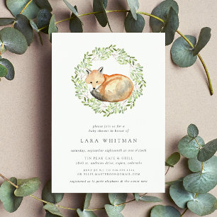 Woodland Fox Baby shower Invitation Kaart