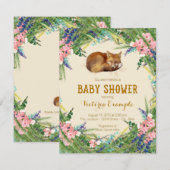 Woodland Fox Baby shower Kaart (Voorkant / Achterkant)