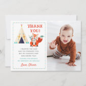 Woodland Fox Boho Birthday Photo Carte de remercie (Devant)