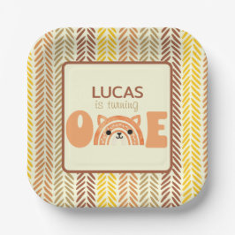 Woodland Fox Boho Rainbow First Birthday Papieren Bordje