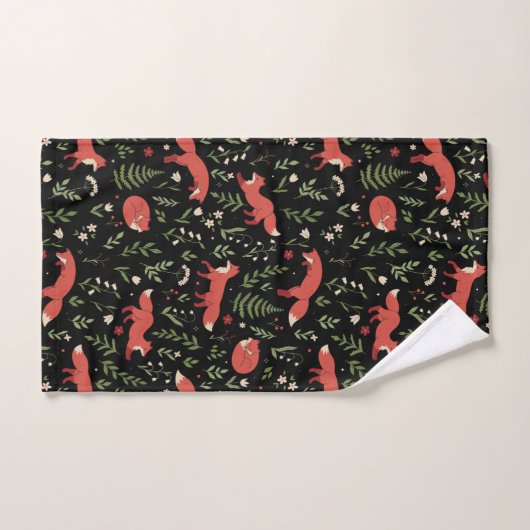 Woodland Fox Botanical Pattern Bad Handdoek (Handdoek)