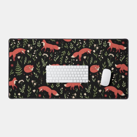 Woodland Fox Botanical Pattern Bureaumat (Keyboard & Muis)