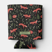 Woodland Fox Botanical Pattern Custom Name Blikjeskoeler (Achterkant)
