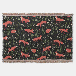 Woodland Fox Botanical Pattern Deken