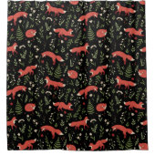 Woodland Fox Botanical Pattern Douchegordijn (Voorkant)