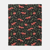 Woodland Fox Botanical Pattern Fleece Deken (Voorkant)