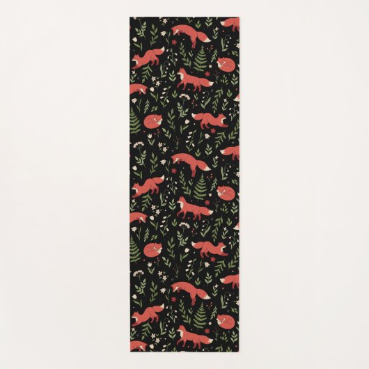 Woodland Fox Botanical Pattern Yogamat (Voorkant)