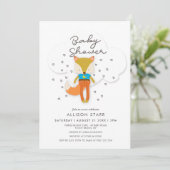 Woodland Fox Boy Baby shower Invitation Kaart (Staand voorkant)