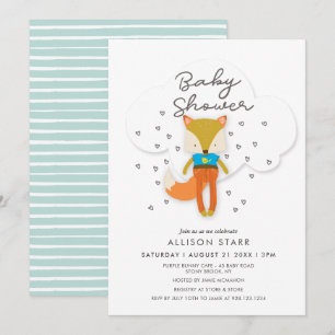 Woodland Fox Boy Baby shower Invitation Kaart