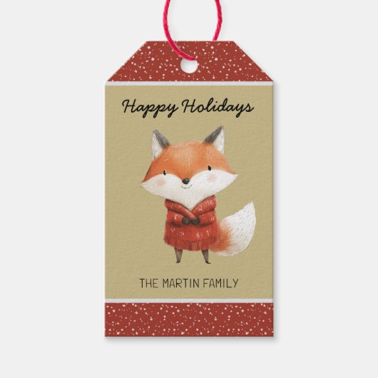 Woodland Fox Christmas Gift Label Cadeaulabel (Voorkant)